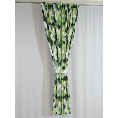 Zasłona zielona w romby – efekt zamszu, nowoczesny wzór 308 – Zasłony – zdjęcie 2