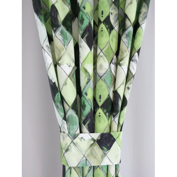 Zasłona zielona w romby – efekt zamszu, nowoczesny wzór 308 – Zasłony – zdjęcie 3