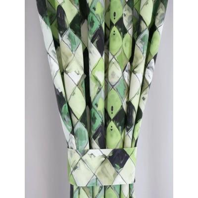 Zasłona zielona w romby – efekt zamszu, nowoczesny wzór 308 – Zasłony – zdjęcie 3