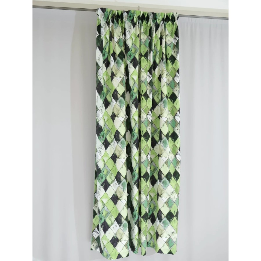 Zasłona zielona w romby – efekt zamszu, nowoczesny wzór 308 – Zasłony – zdjęcie 4
