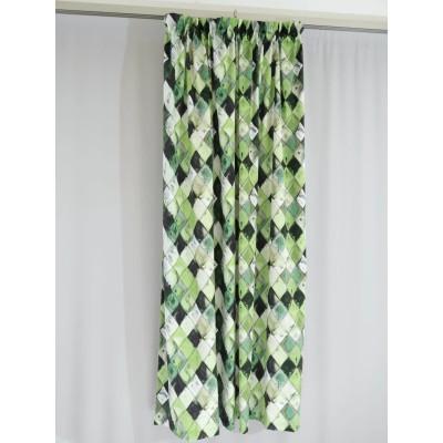 Zasłona zielona w romby – efekt zamszu, nowoczesny wzór 308 – Zasłony – zdjęcie 4