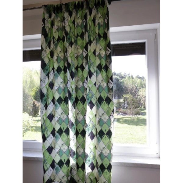 Zasłona efekt zamszu romby zielone 308 – Zasłony – zdjęcie 5