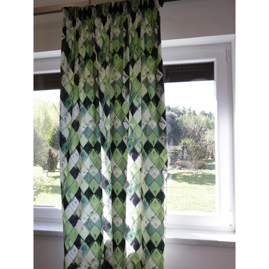 Zasłona efekt zamszu romby zielone 308 – Zasłony – zdjęcie 5