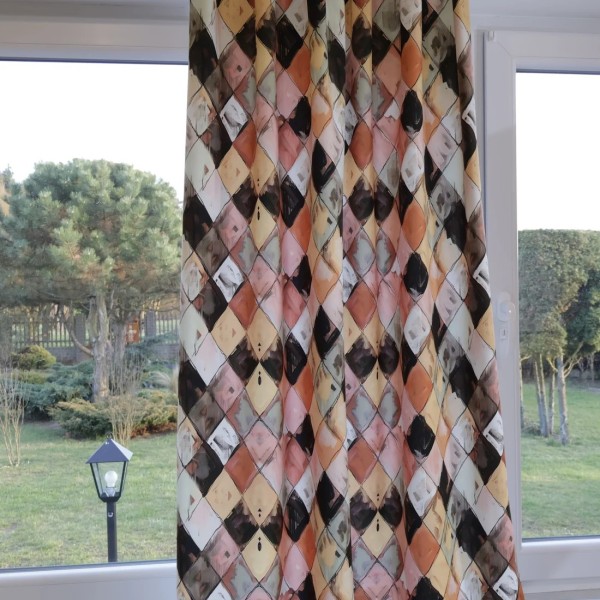 Zasłona efekt zamszu romby mocha mousse 309 – Zasłony – zdjęcie 2