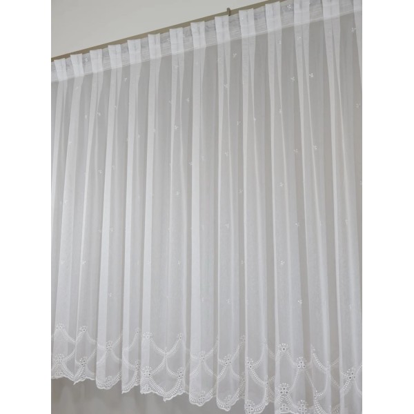 Firana haftowana pas ażurowy biała 311 – Firany – zdjęcie 3