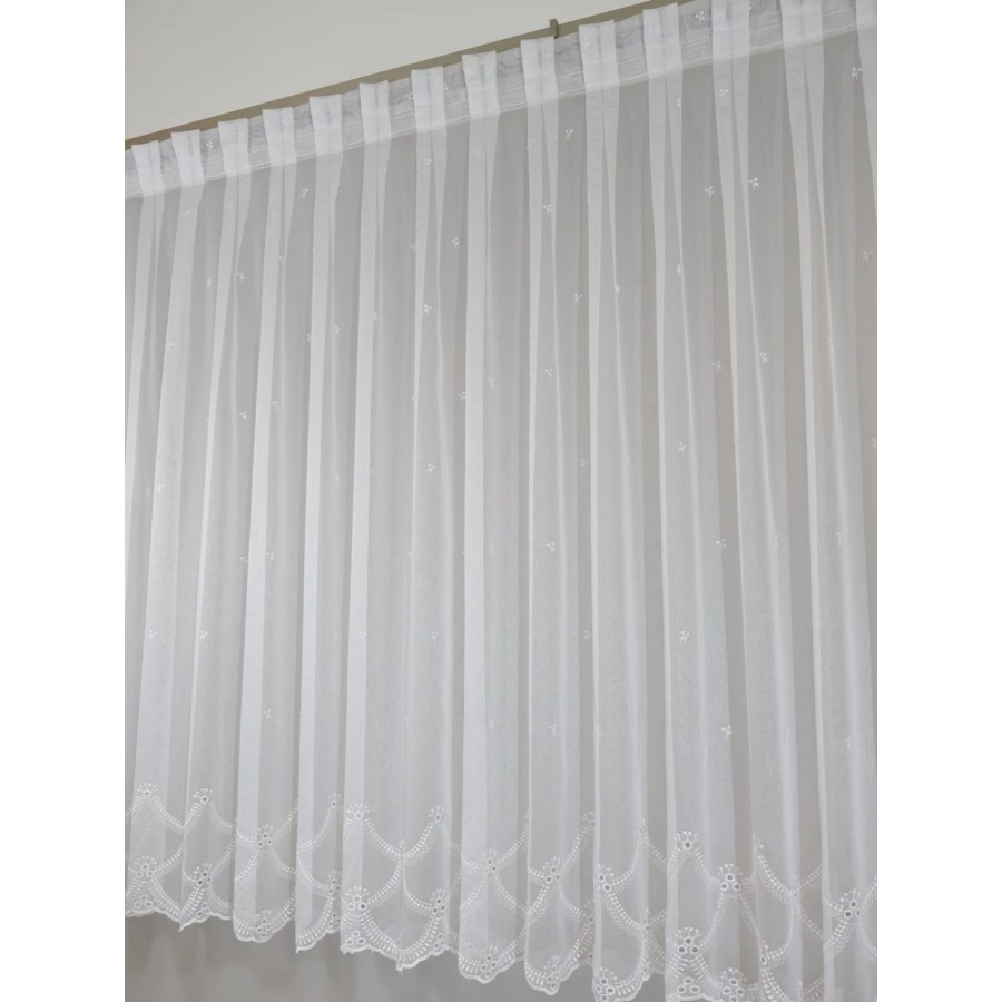 Firana haftowana pas ażurowy biała 311 – Firany – zdjęcie 3