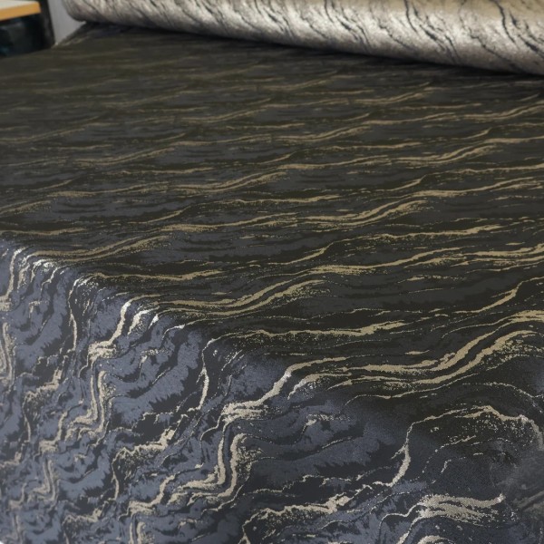Tkanina na obrus plamoodporny marmurek czarno złoty 315 – Na metry – zdjęcie 2