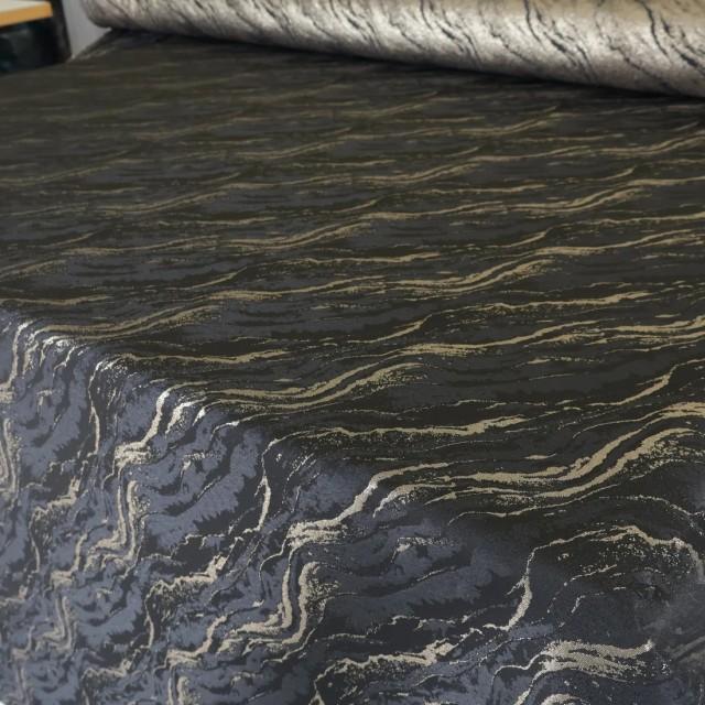 Tkanina na obrus plamoodporny marmurek czarno złoty 315 – Na metry – zdjęcie 2