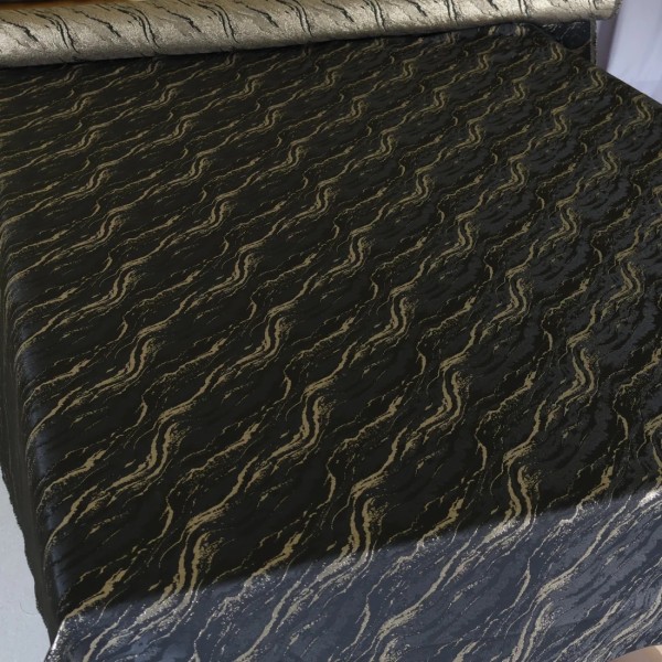 Tkanina na obrus plamoodporny marmurek czarno złoty 315 – Na metry – zdjęcie 4
