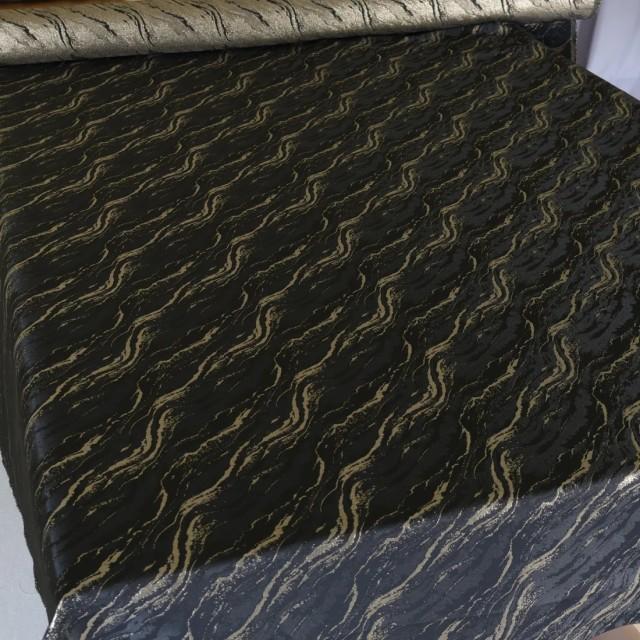 Tkanina na obrus plamoodporny marmurek czarno złoty 315 – Na metry – zdjęcie 4