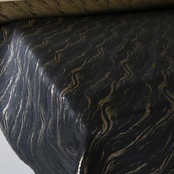Tkanina na obrus plamoodporny marmurek czarno złoty 315 – Na metry – zdjęcie 5