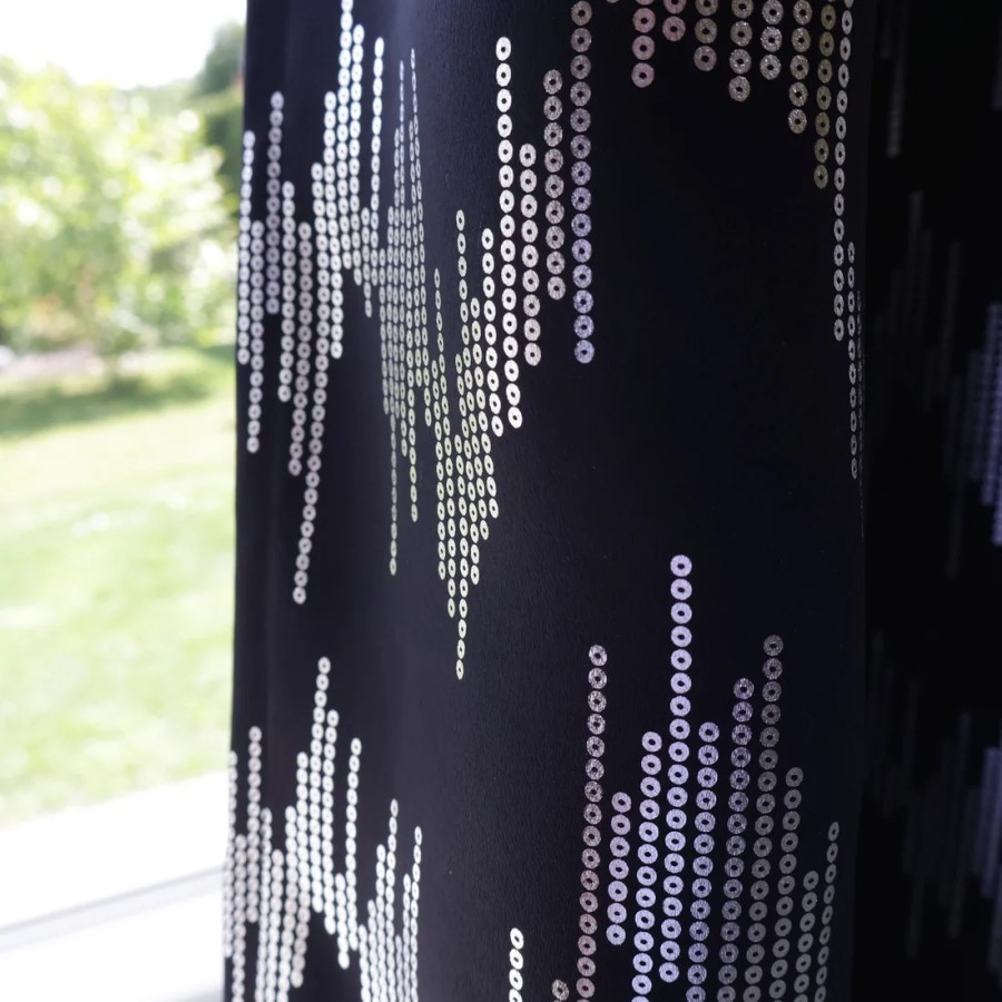 Zasłona czarno srebrna zaciemniająca cekiny 316 – Zasłony – zdjęcie 5