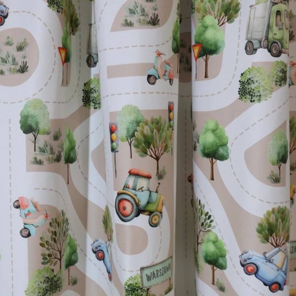Zasłona dziecięca pojazdy traktory auta droga 321 – Zasłony – zdjęcie 1