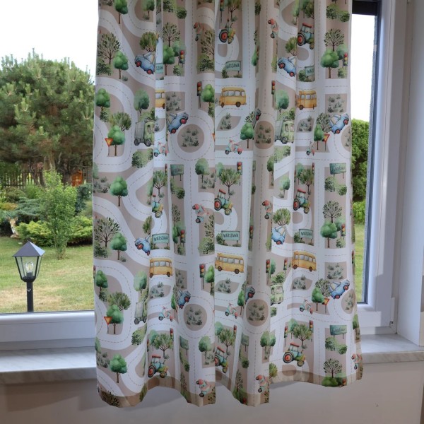 Zasłona dziecięca pojazdy traktory auta droga 321 – Zasłony – zdjęcie 4