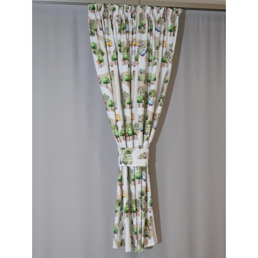 Zasłona dziecięca pojazdy traktory auta droga 321 – Zasłony – zdjęcie 3