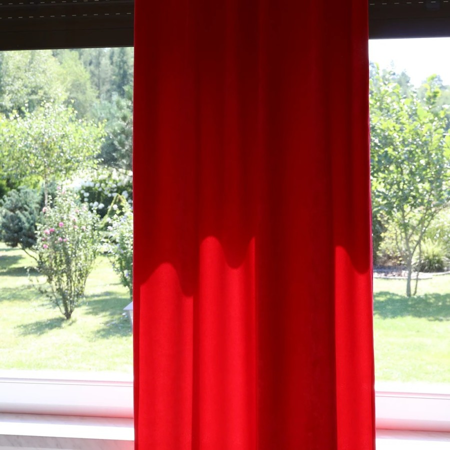 Zasłona czerwony bordowy efekt zamszu 327 – Zasłony – zdjęcie 5
