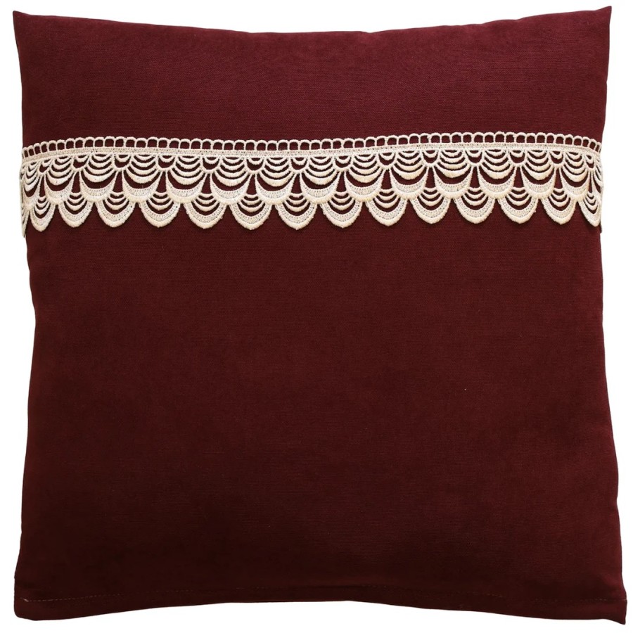 Poszewka na poduszkę z beżową gipiurą bordowy 334 – Dodatki – zdjęcie 1