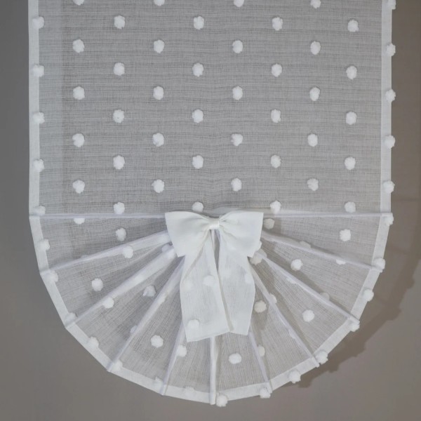 Firana panel wachlarz tkanina bąbelki pomponiki biały 339 – Firany – zdjęcie 1