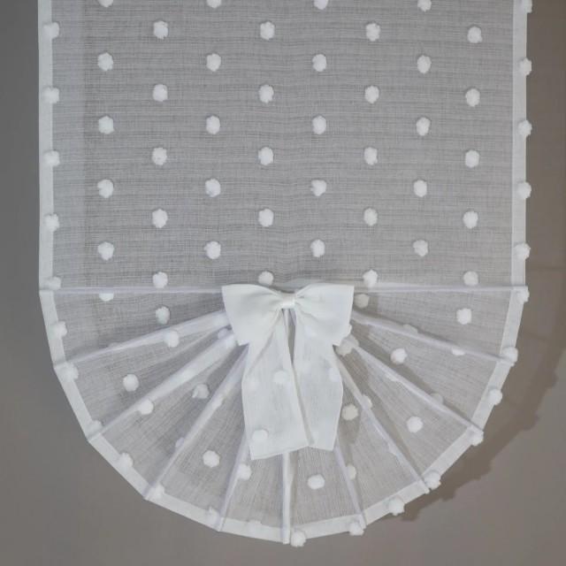Firana panel wachlarz tkanina bąbelki pomponiki biały 339 – Firany – zdjęcie 1