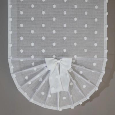 Firana panel wachlarz tkanina bąbelki pomponiki biały 339 – Firany – zdjęcie 1