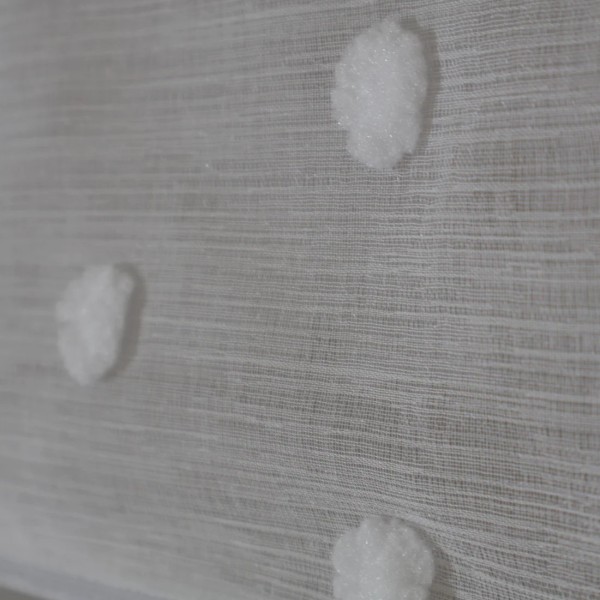 Firana panel wachlarz tkanina bąbelki pomponiki biały 339 – Firany – zdjęcie 2