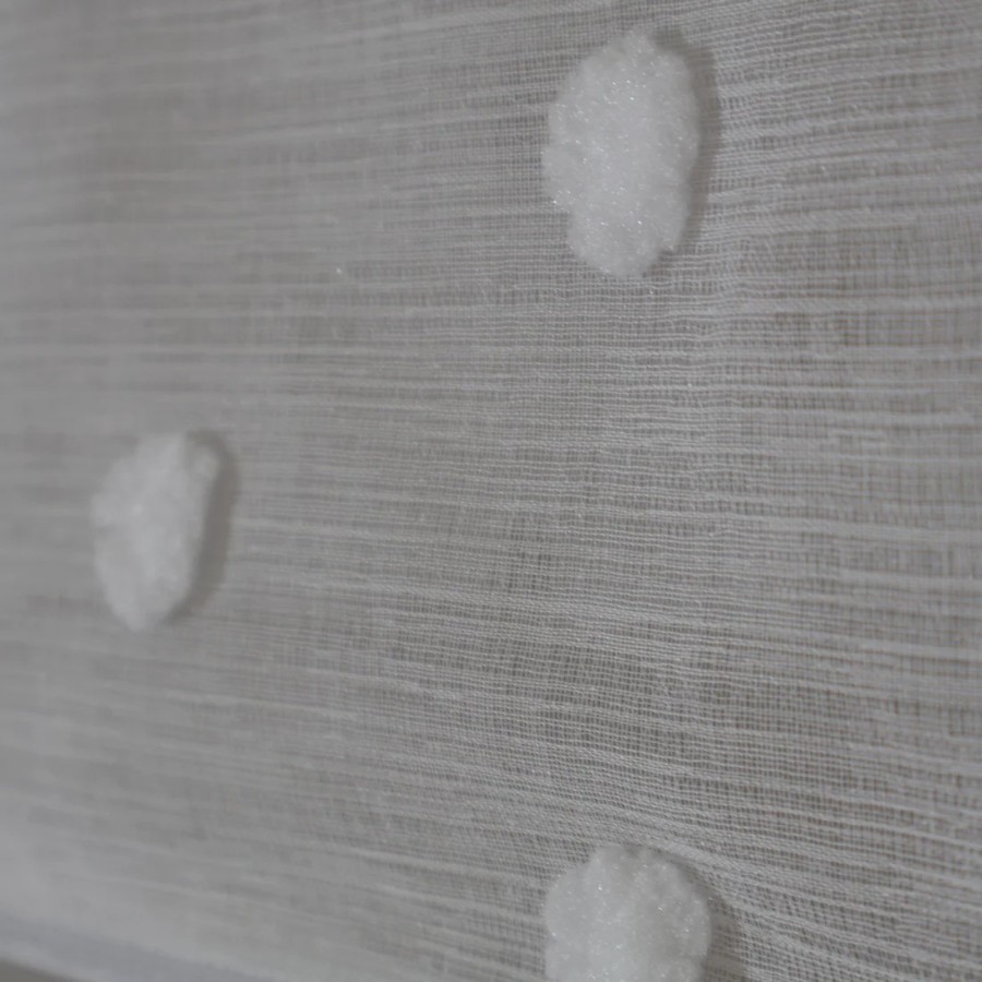 Firana panel wachlarz tkanina bąbelki pomponiki biały 339 – Firany – zdjęcie 2