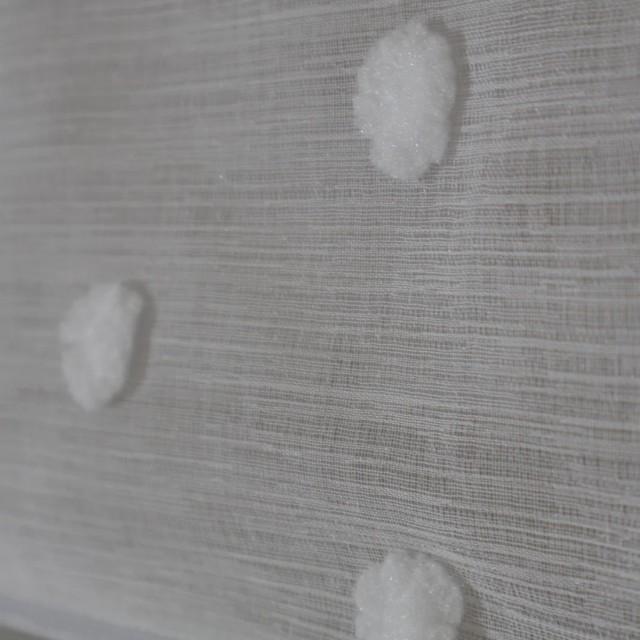 Firana panel wachlarz tkanina bąbelki pomponiki biały 339 – Firany – zdjęcie 2