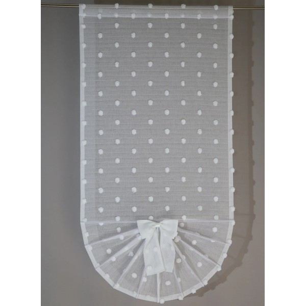 Firana panel wachlarz tkanina bąbelki pomponiki biały 339 – Firany – zdjęcie 3