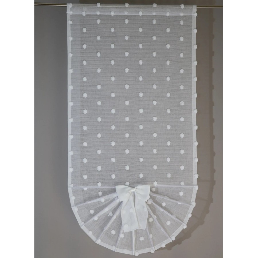 Firana panel wachlarz tkanina bąbelki pomponiki biały 339 – Firany – zdjęcie 3