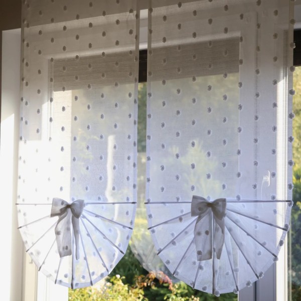 Firana panel wachlarz tkanina bąbelki pomponiki biały 339 – Firany – zdjęcie 6