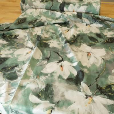 Tkanina dekoracyjna kwiaty odcienie zieleni 340 – Na metry – zdjęcie 4