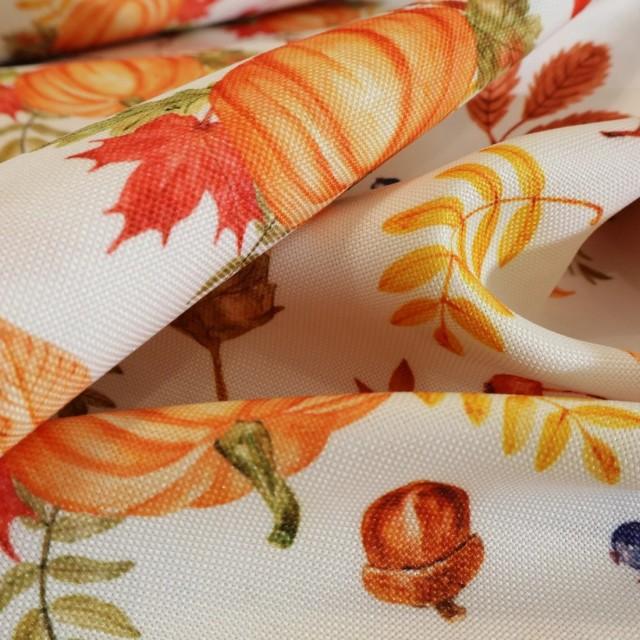 Tkanina dekoracyjna kolory jesieni liście dynie 341 – Na metry – zdjęcie 4