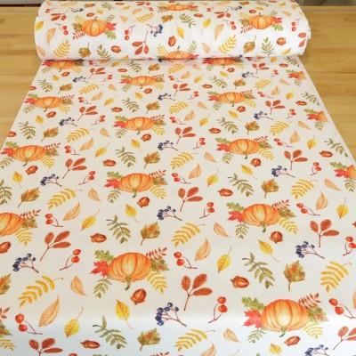 Tkanina dekoracyjna kolory jesieni liście dynie 341 – Na metry – zdjęcie 2