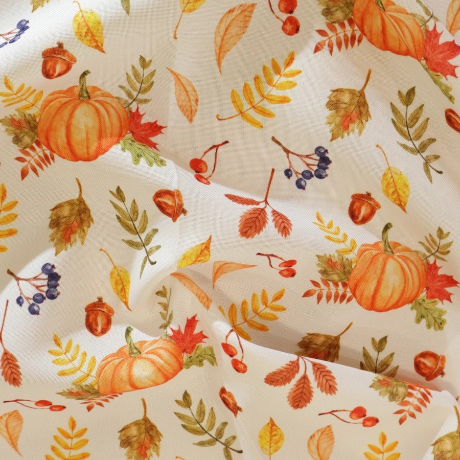 Tkanina dekoracyjna kolory jesieni liście dynie 341 – Na metry – zdjęcie 1