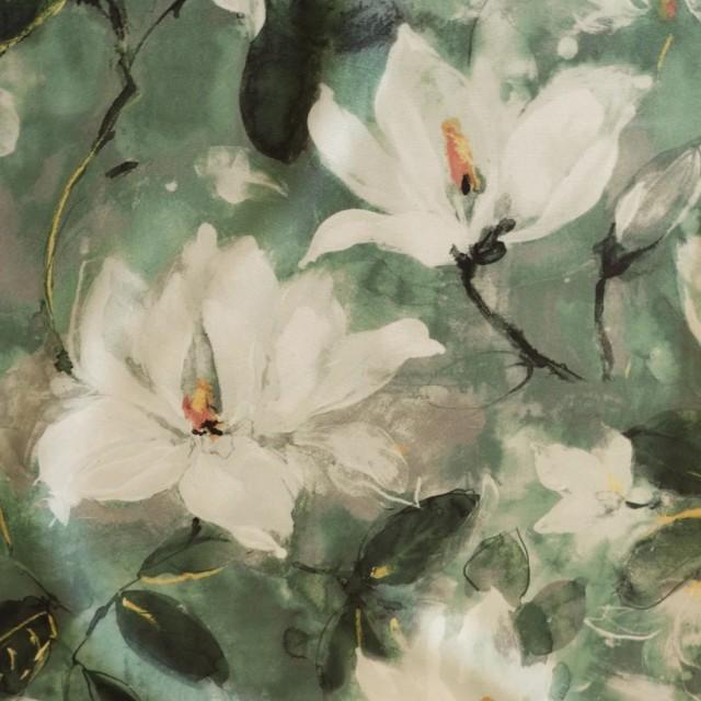 Tkanina dekoracyjna kwiaty odcienie zieleni 340 – Na metry – zdjęcie 1