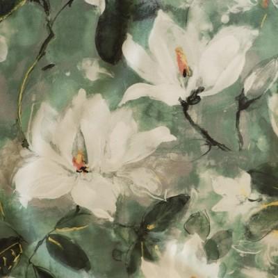 Tkanina dekoracyjna kwiaty odcienie zieleni 340 – Na metry – zdjęcie 1