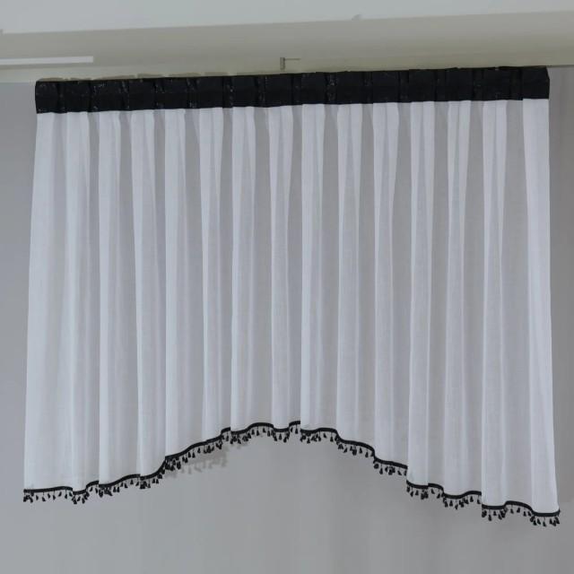 Firana z czarnymi koralikami surówka naturalny wygląd 342 – Firany – zdjęcie 1