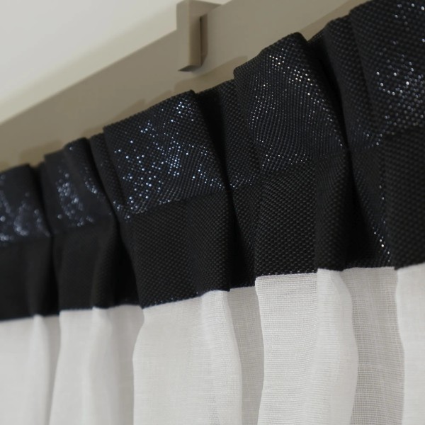Firana z czarnymi koralikami surówka naturalny wygląd 342 – Firany – zdjęcie 7