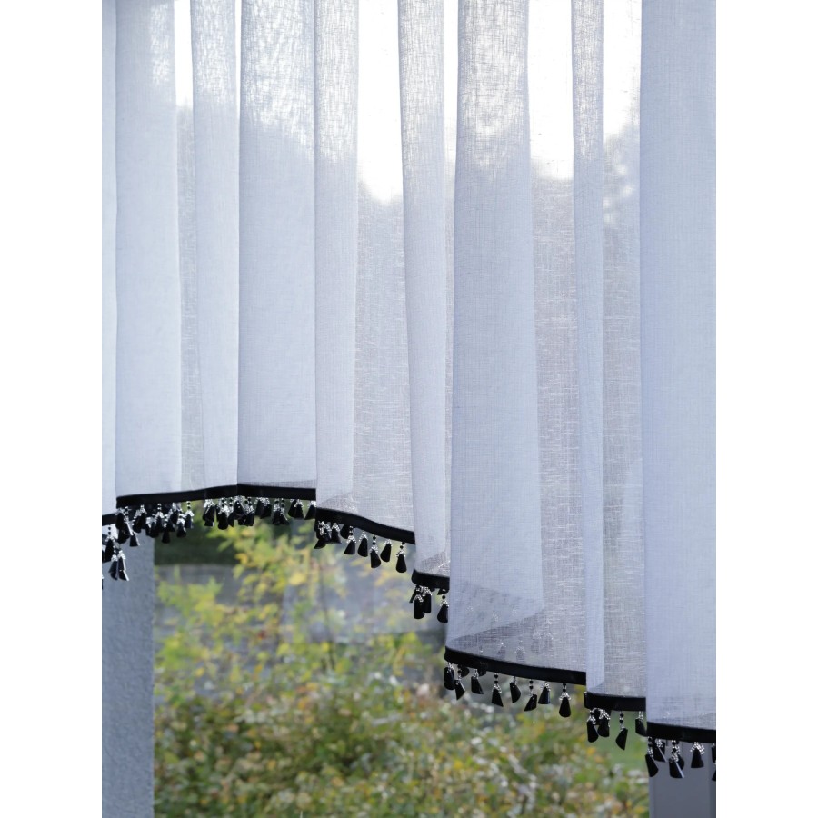 Firana z czarnymi koralikami surówka naturalny wygląd 342 – Firany – zdjęcie 5