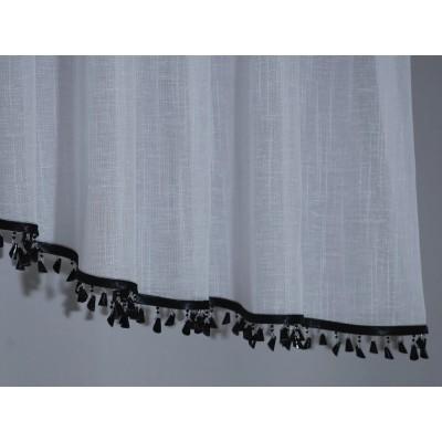Firana z czarnymi koralikami surówka naturalny wygląd 342 – Firany – zdjęcie 2
