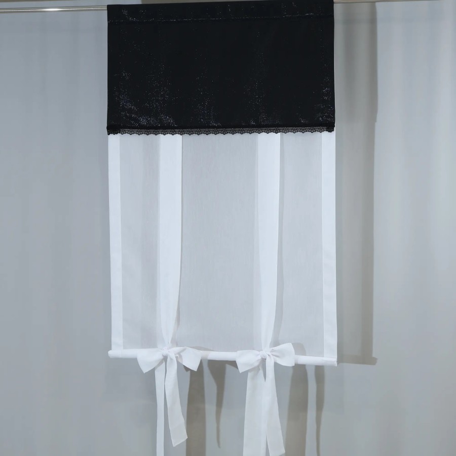 Firana tuba roletka zwijana lambrekin z gipiurą czarny 345 – Firany – zdjęcie 1