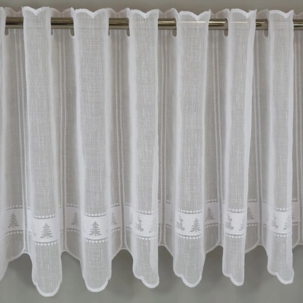 Firana zazdrostka świąteczna choinki renifery biały 346 – Do kuchni – zdjęcie 3