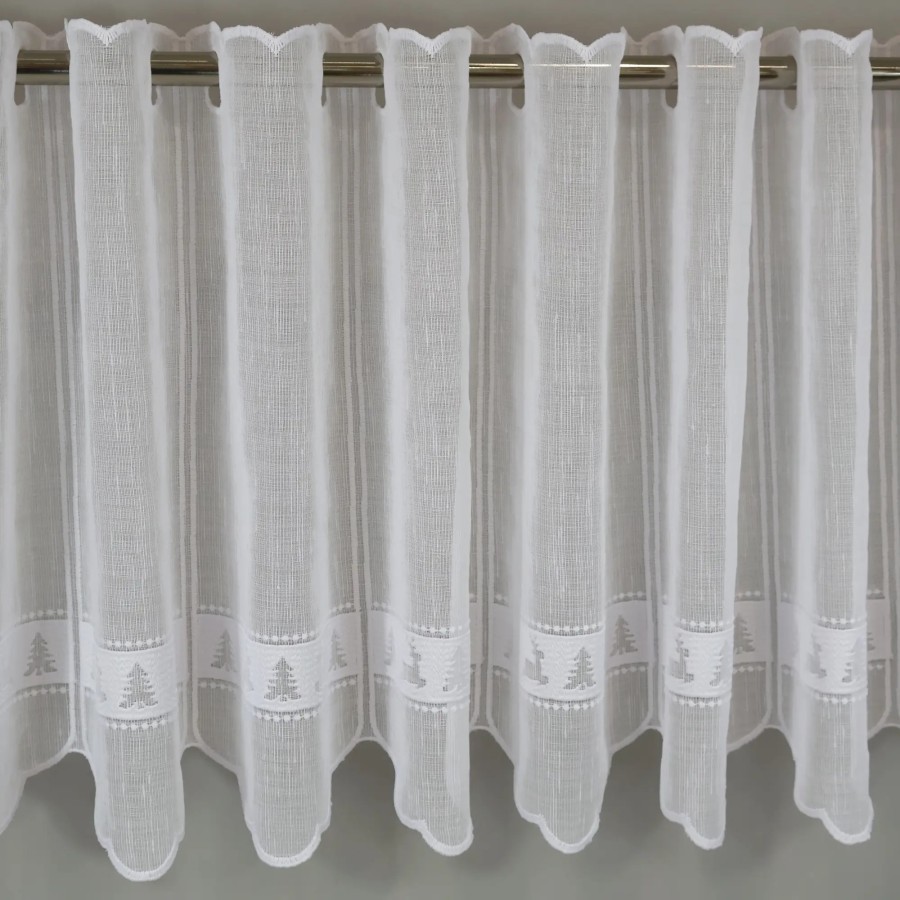 Firana zazdrostka świąteczna choinki renifery biały 346 – Do kuchni – zdjęcie 3