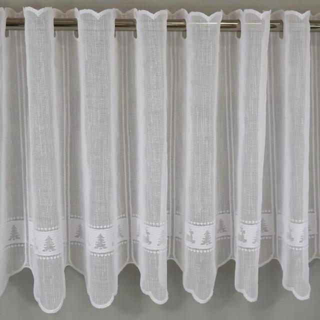 Firana zazdrostka świąteczna choinki renifery biały 346 – Do kuchni – zdjęcie 3