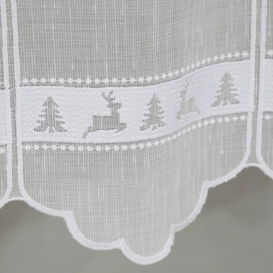 Firana zazdrostka świąteczna choinki renifery biały 346 – Do kuchni – zdjęcie 5