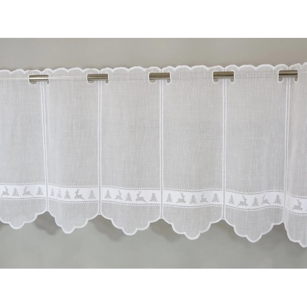Firana zazdrostka świąteczna choinki renifery biały 346 – Do kuchni – zdjęcie 2