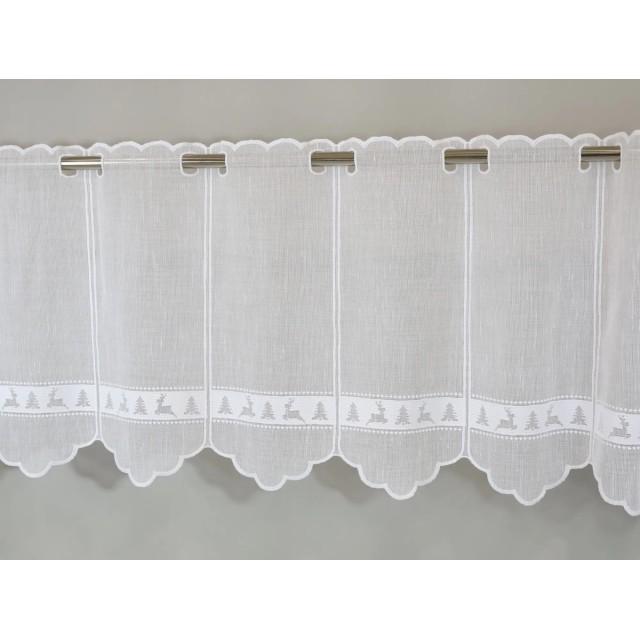 Firana zazdrostka świąteczna choinki renifery biały 346 – Do kuchni – zdjęcie 2