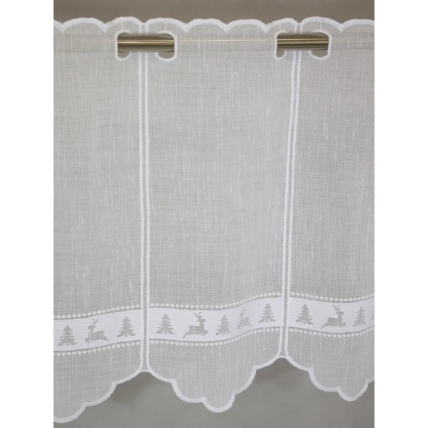Firana zazdrostka świąteczna choinki renifery biały 346 – Do kuchni – zdjęcie 4