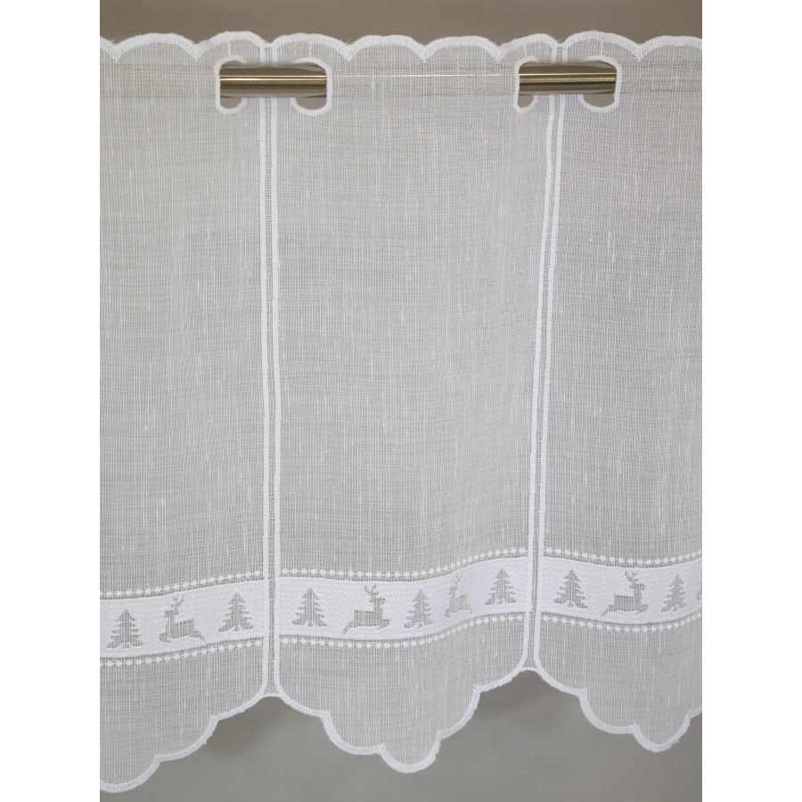 Firana zazdrostka świąteczna choinki renifery biały 346 – Do kuchni – zdjęcie 4