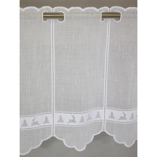 Firana zazdrostka świąteczna choinki renifery biały 346 – Do kuchni – zdjęcie 4